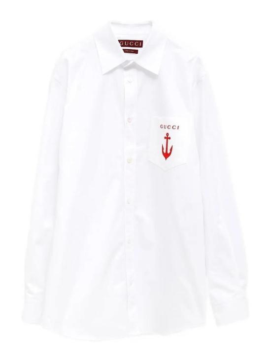  구찌 포켓 자수 셔츠 포켓 자수   833294Z7AUX9000 White
