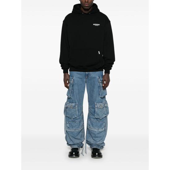 25FW 리프레젠트 후드 티셔츠 OCM41113 001 BLACK - REPRESENT