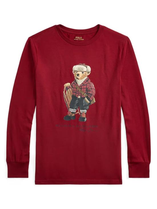 25FW [키즈] 폴로 랄프로렌 티셔츠 323 981265 001 001 HOL25 BEAR HOLIDAY RED