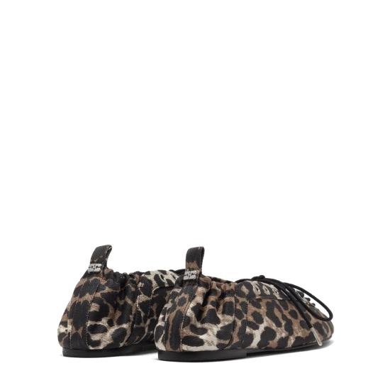 25SS 가니 레오파드 프린트 데님 아일렛 레이스업 발레리나 플랫 슈즈 S2961 943 LEOPARD - GANNI