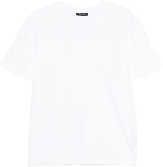 25FW 발망 플록 반소매 티셔츠 FH0EG000GF30GAB WHITE