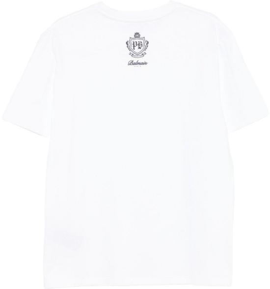 25FW 발망 플록 반소매 티셔츠 FH0EG000GF30GAB WHITE - BALMAIN