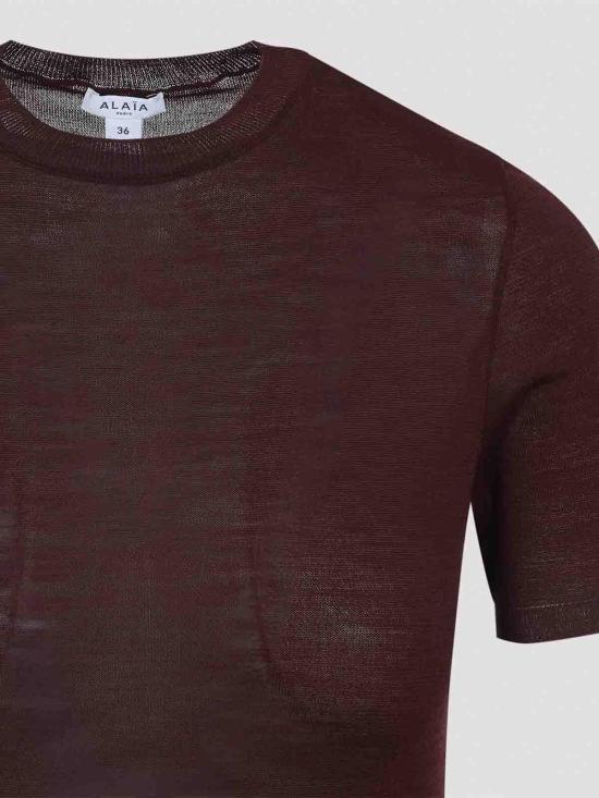  알라이아 민소매 티셔츠 AA9B0403K097B413 Dark Red - ALAIA