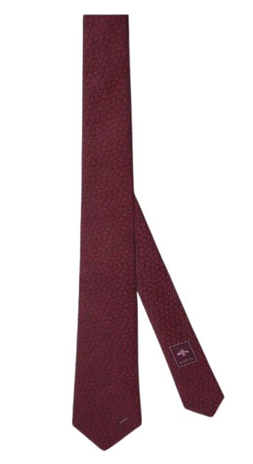 25FW 구찌 실크 자카드 타이 848551 4E0096100 Bordeaux