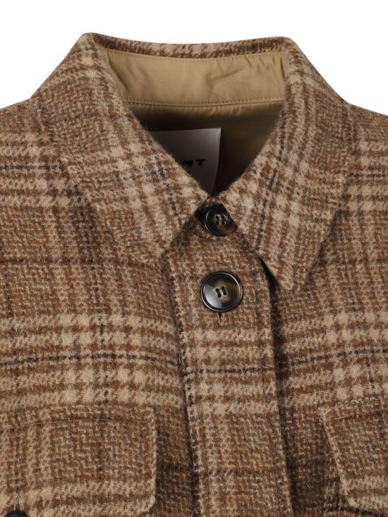 25FW 이자벨마랑에뚜왈 체크 버튼 코트 MA0437FA C3D02E50CA Brown - ISABEL MARANT ETOILE