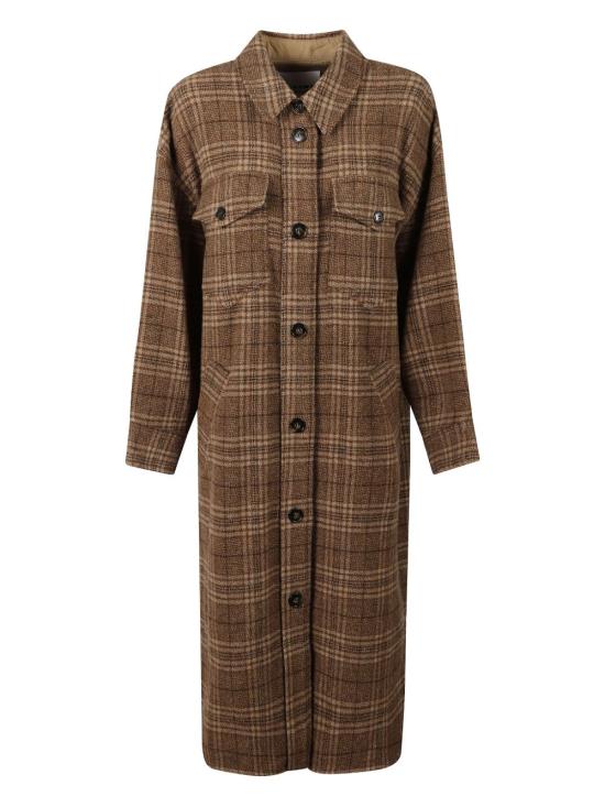 25FW 이자벨마랑에뚜왈 체크 버튼 코트 MA0437FA C3D02E50CA Brown