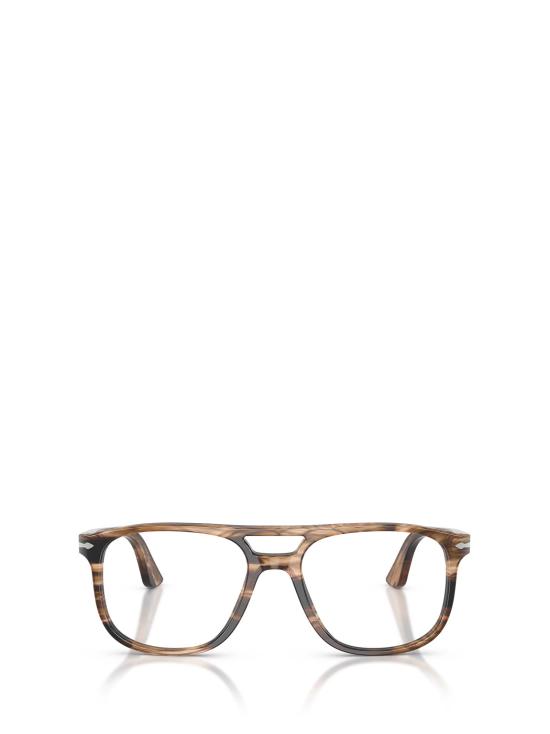 26FW 페르솔 안경 PO3329V 1236 STRIPED BLACK GREISH BROWN