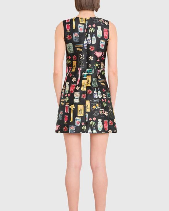  아만다 업리차드 숏 원피스 아만다 업리처드 베네딕트 드레스 블랙 트레저 프린트 - AMANDA UPRICHARD