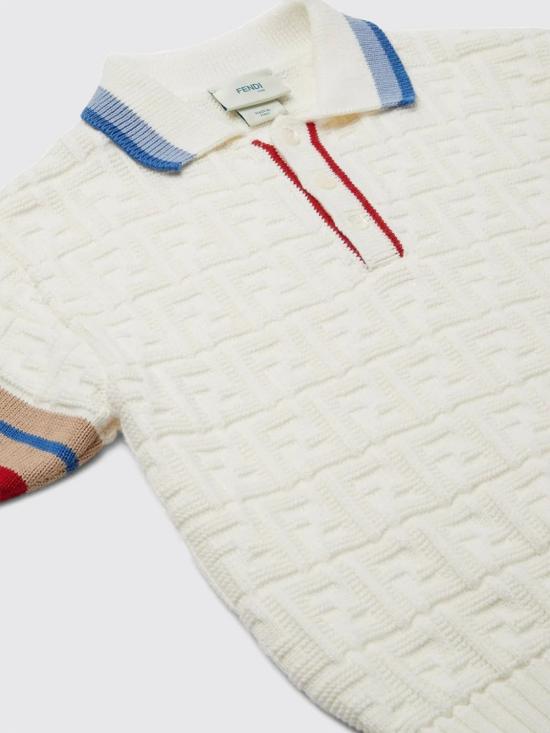25FW [키즈] 펜디 폴로 셔츠 JMG132AUKN F0TU9 White - FENDI