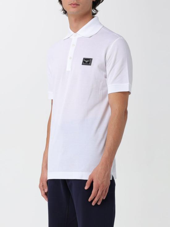 25FW 돌체앤가바나 로고 태그 코튼 폴로 셔츠 G8PL4TG7F2H W0800 White - DOLCE & GABBANA