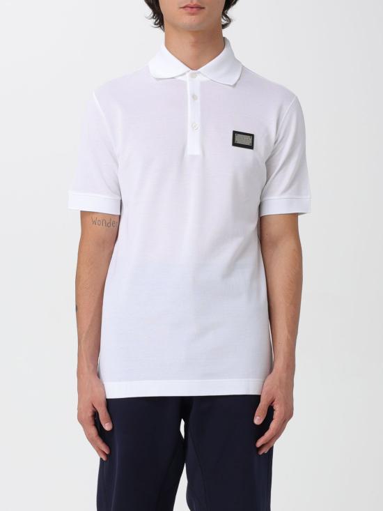 25FW 돌체앤가바나 로고 태그 코튼 폴로 셔츠 G8PL4TG7F2H W0800 White
