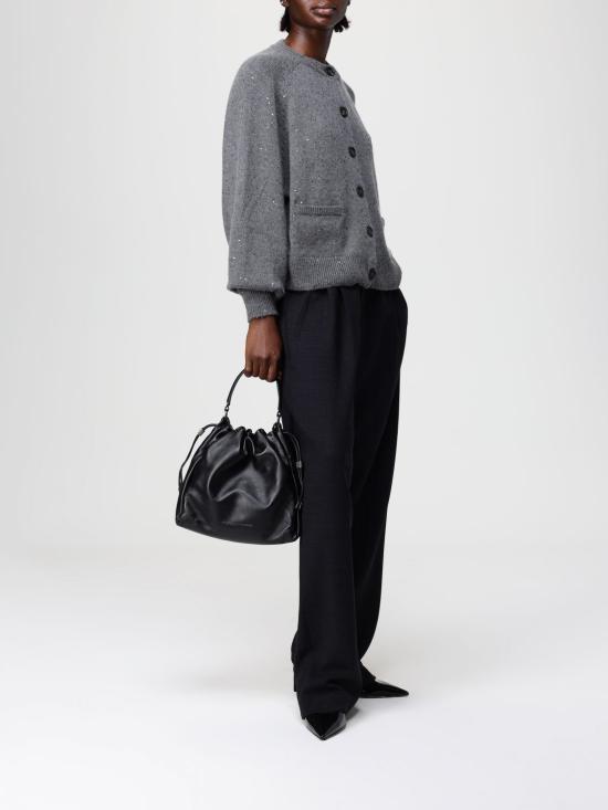 25FW 브루넬로 쿠치넬리 소프트 가죽 멜로우 버킷 백 MBGPD3611 C101 Black - BRUNELLO CUCINELLI