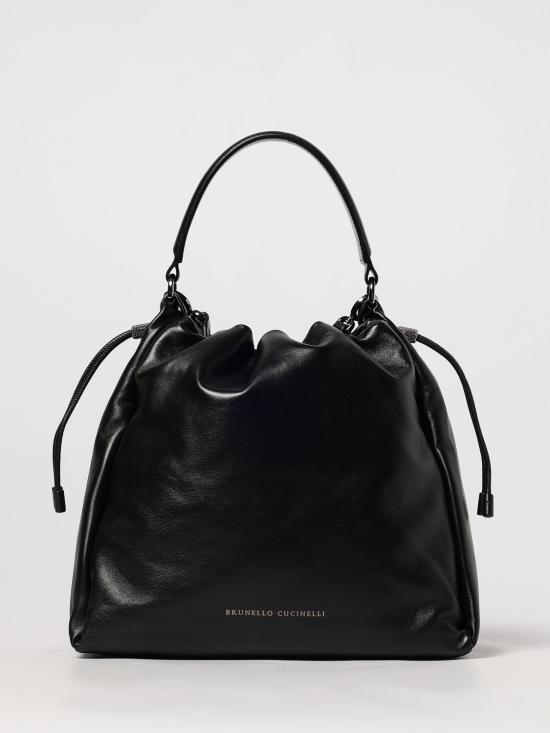 25FW 브루넬로 쿠치넬리 소프트 가죽 멜로우 버킷 백 MBGPD3611 C101 Black