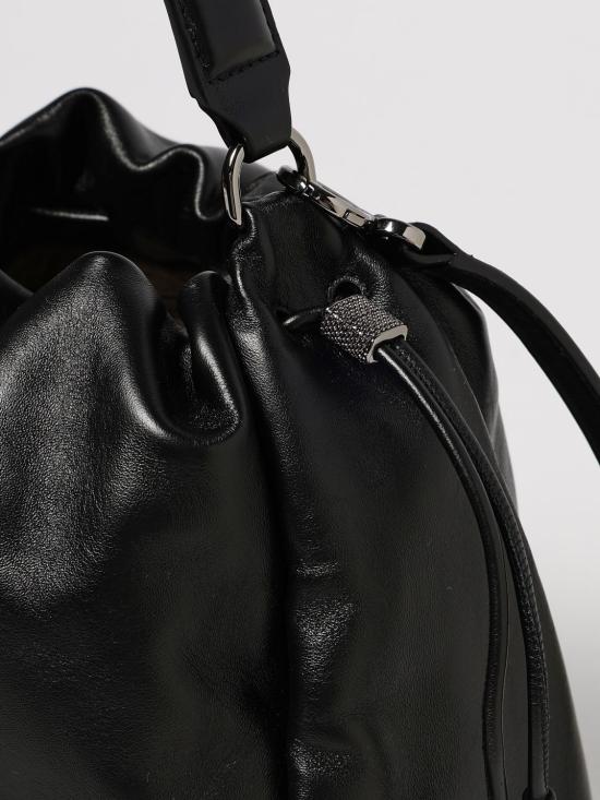 25FW 브루넬로 쿠치넬리 소프트 가죽 멜로우 버킷 백 MBGPD3611 C101 Black - BRUNELLO CUCINELLI