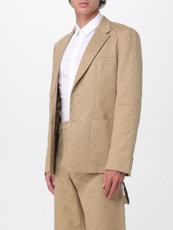 25FW 구찌 코튼 개버딘 자카드 자켓 827953Z7AP6 2159 Camel - GUCCI