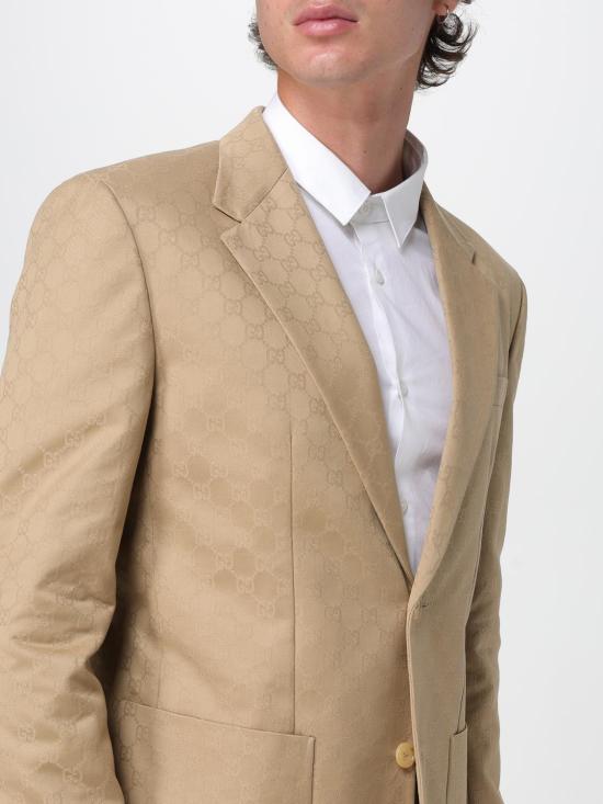 25FW 구찌 코튼 개버딘 자카드 자켓 827953Z7AP6 2159 Camel - GUCCI
