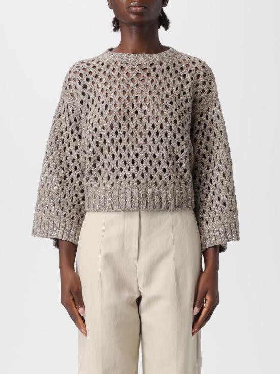 25FW 브루넬로 쿠치넬리 오픈 니트 스웨터 MH544P8762 C015 Beige