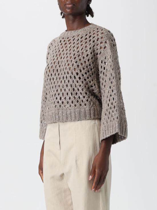 25FW 브루넬로 쿠치넬리 오픈 니트 스웨터 MH544P8762 C015 Beige - BRUNELLO CUCINELLI