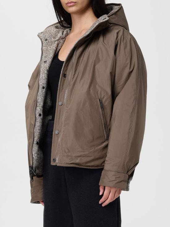 25FW 브루넬로 쿠치넬리 플렉트 버진 울 실크 쉐브론 후드 다운 자켓 MG5307729 C6286 Ocher - BRUNELLO CUCINELLI