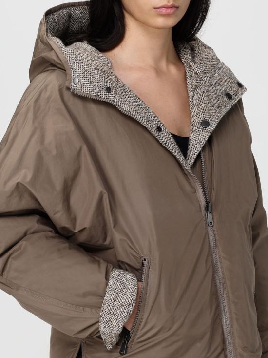 25FW 브루넬로 쿠치넬리 플렉트 버진 울 실크 쉐브론 후드 다운 자켓 MG5307729 C6286 Ocher - BRUNELLO CUCINELLI