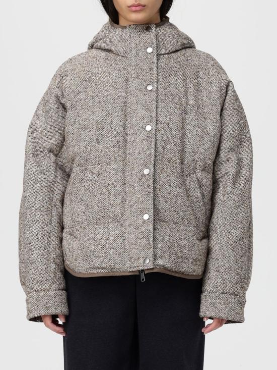 25FW 브루넬로 쿠치넬리 플렉트 버진 울 실크 쉐브론 후드 다운 자켓 MG5307729 C6286 Ocher