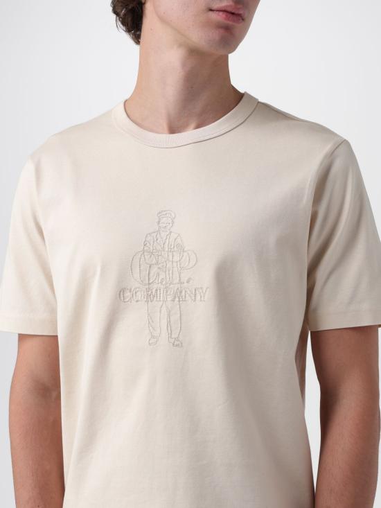 25FW 씨피 컴퍼니 반팔 티셔츠 19CMTS110A110301W 402 Beige - C.P. COMPANY