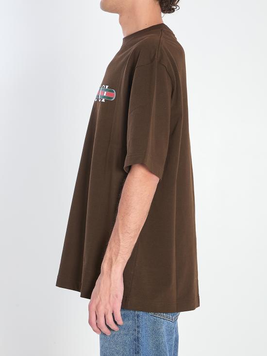 25FW 구찌 코튼 저지 티셔츠 798115XJHDG2240 BROWN DOM - GUCCI