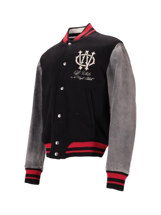 25FW 오프화이트 봄버 자켓 OMEH053F25FAB003 1017 BLACK FROZEN DEW - OFF WHITE