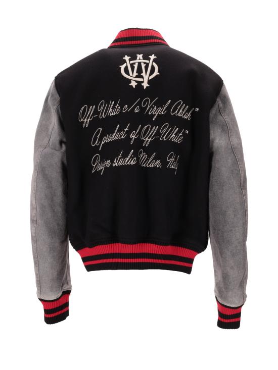 25FW 오프화이트 봄버 자켓 OMEH053F25FAB003 1017 BLACK FROZEN DEW - OFF WHITE