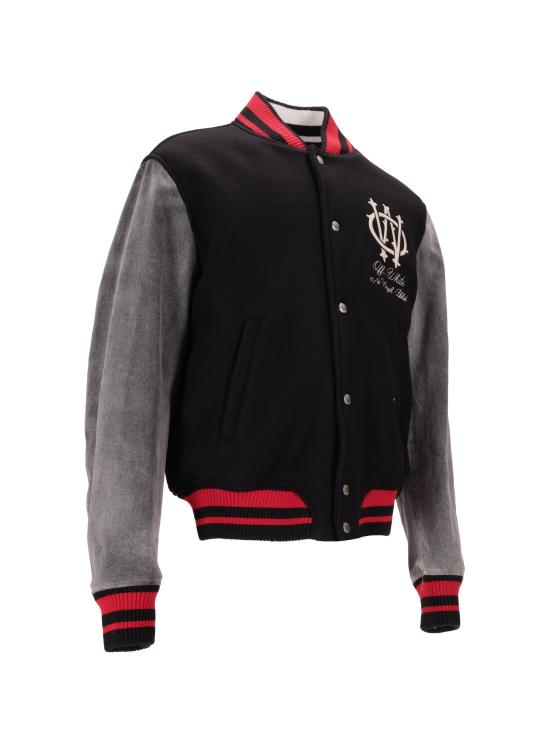 25FW 오프화이트 봄버 자켓 OMEH053F25FAB003 1017 BLACK FROZEN DEW - OFF WHITE