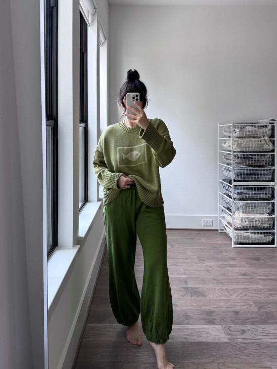  르 본 숍 스트레이트 팬츠 Le Bon Shoppe 벌룬 팬츠 콜라드 그린