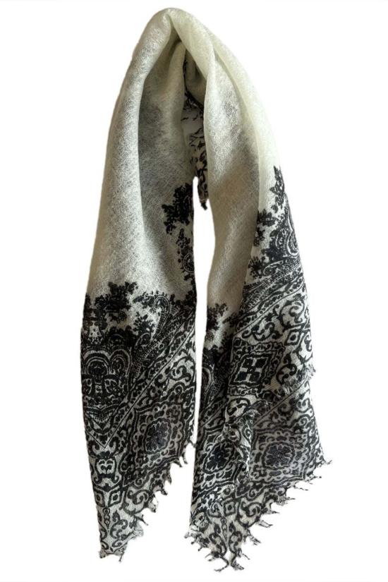  메그 코헨 머플러/스카프 아이보리 페이즐리 넥 스카프 아이보리/블랙