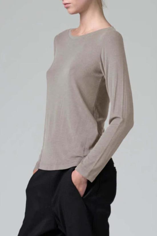  트랜짓 파 수쉬 긴팔 티셔츠 트랜짓 파 수치 Ls 크루 티셔츠 스톤 - TRANSIT PAR SUCH