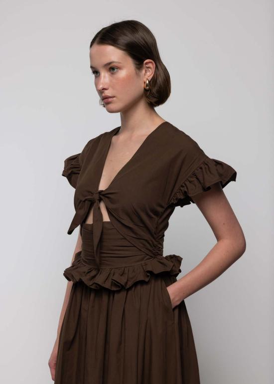  esthe 롱 원피스 에스테 티어드 코튼 리본 맥시 드레스 - OTHER BRANDS