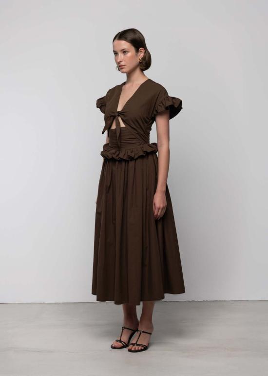  esthe 롱 원피스 에스테 티어드 코튼 리본 맥시 드레스 - OTHER BRANDS