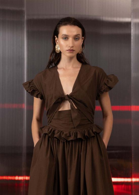  esthe 롱 원피스 에스테 티어드 코튼 리본 맥시 드레스 - OTHER BRANDS