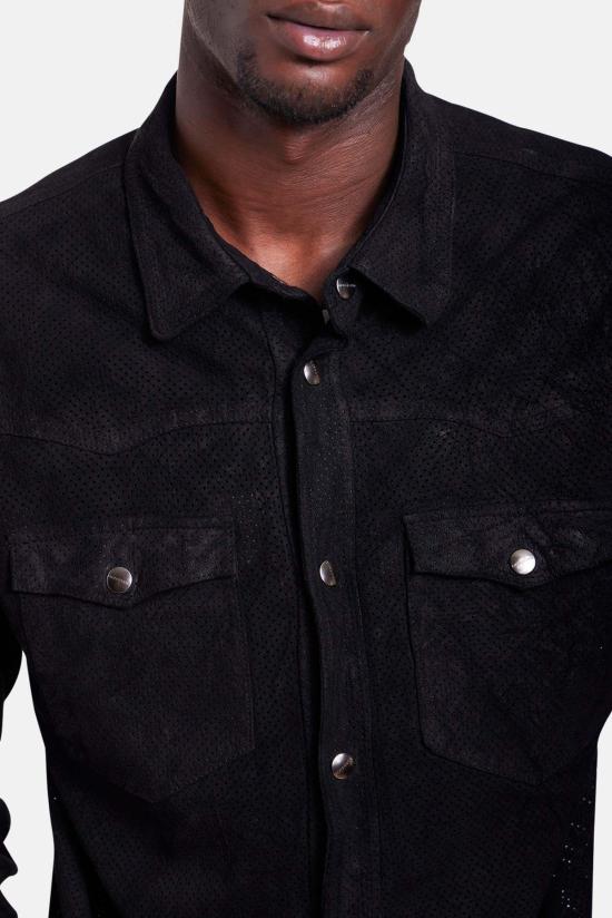  조르지오 브라토 긴팔 셔츠 가죽 천공 웨스턴 - GIORGIO BRATO