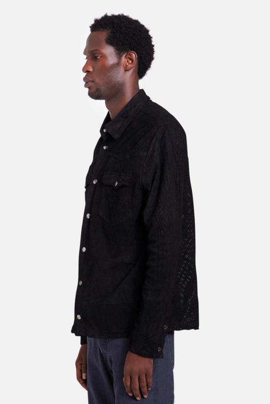  조르지오 브라토 긴팔 셔츠 가죽 천공 웨스턴 - GIORGIO BRATO