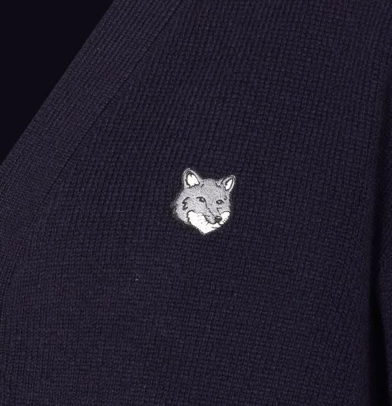 25FW 메종키츠네 폭스 헤드 밀라노 램스울 가디건 PM00510KT1180 0413 Blue - MAISON KITSUNE