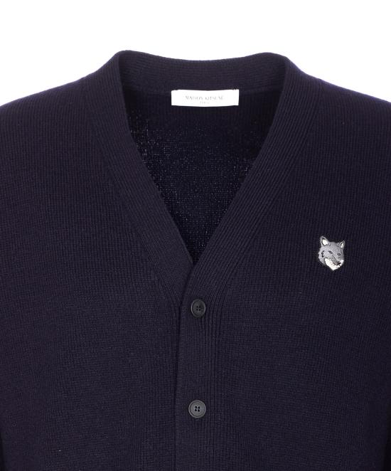 25FW 메종키츠네 폭스 헤드 밀라노 램스울 가디건 PM00510KT1180 0413 Blue - MAISON KITSUNE
