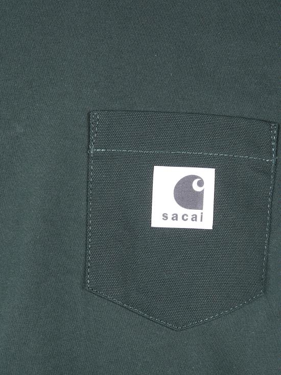25FW SACAI X CARHARTT 반팔 티셔츠 25 00995S 551 GREEN - SACAI X CARHARTT WIP