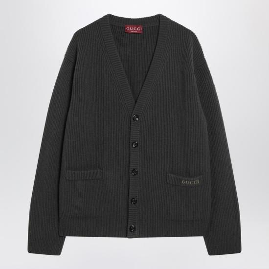  구찌 울 캐시미어 립 니트 가디건 833501XKEYK Green