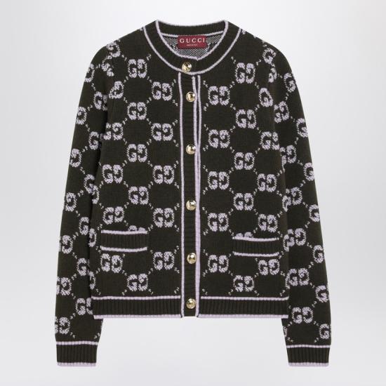  구찌 GG 울 부클 자카드 가디건 713300XKCNA Green