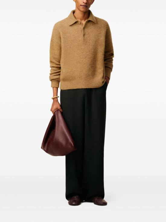 25FW 아미 알파카 아미 롱 슬리브 폴로 스웨터 HPL405KN0021 280 Brown - AMI