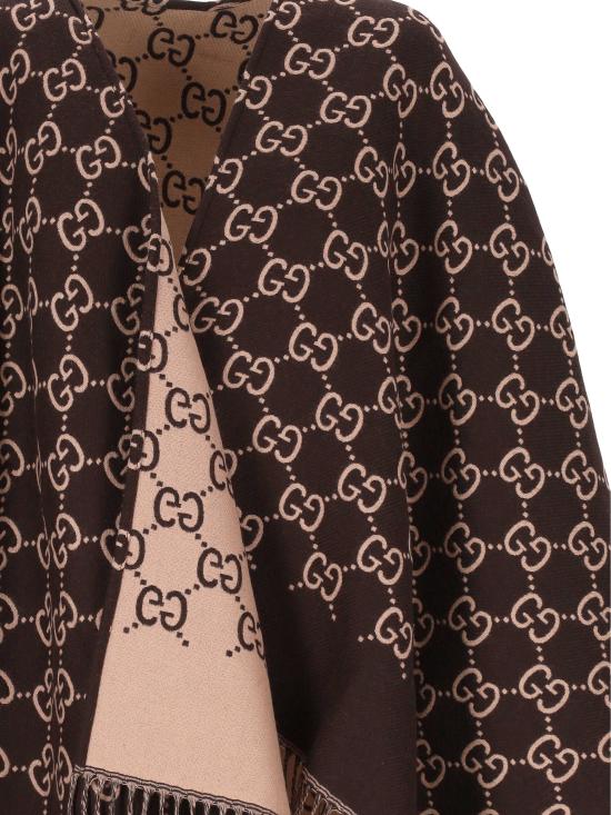 25FW 구찌 GG 울 자카드 케이프 841096 3G2002172 Dark brown pink - GUCCI