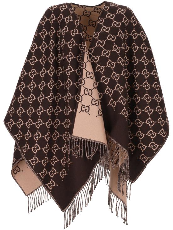 25FW 구찌 GG 울 자카드 케이프 841096 3G2002172 Dark brown pink