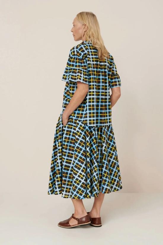  코우토우 롱 스커트 모션 스커트 네온 타탄 - KOWTOW