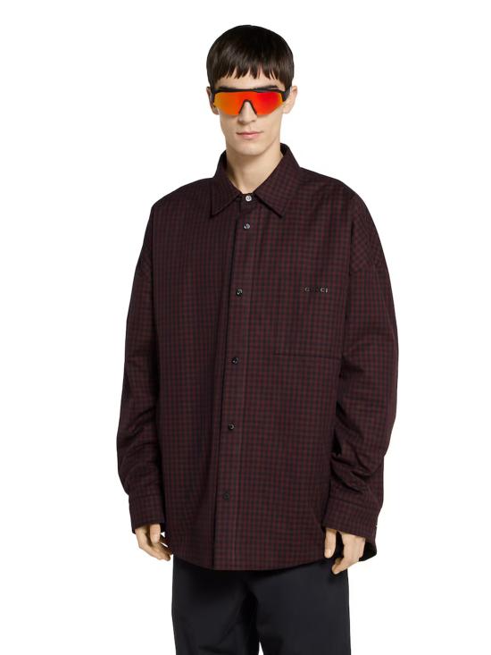 25FW 구찌 체크 깅엄 패딩 자켓 셔츠 836251Z7ATD 5333 Red - GUCCI