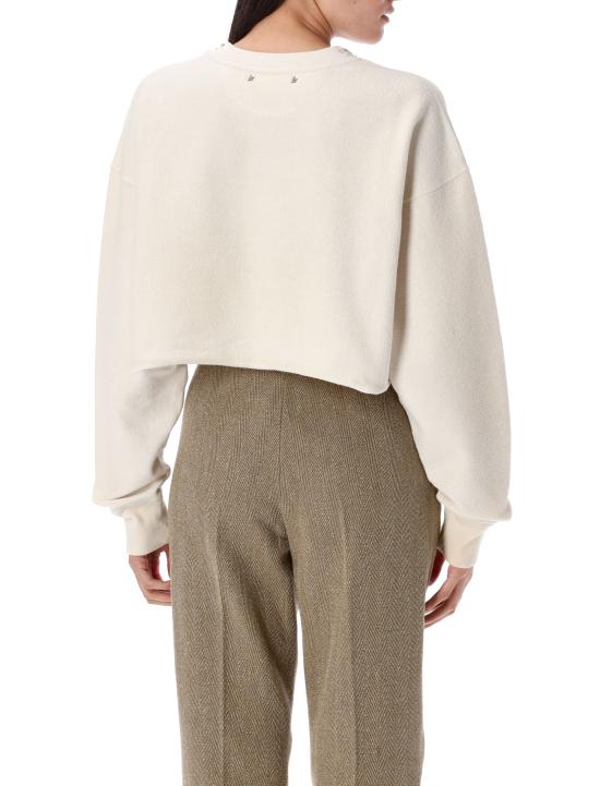 25FW 골든구스 프론트 크리스탈 코튼 크롭 스웨트셔츠 GWP02203P002122 11616 - GOLDEN GOOSE