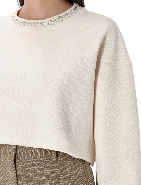 25FW 골든구스 프론트 크리스탈 코튼 크롭 스웨트셔츠 GWP02203P002122 11616 - GOLDEN GOOSE